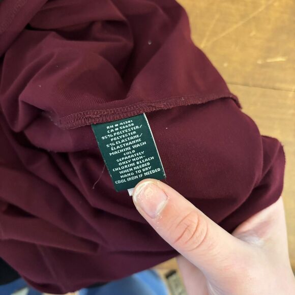 Lauren Ralph Lauren size 12 Maroon Ruched Preppy New England Cocktail Dress - Picture 8 of 10